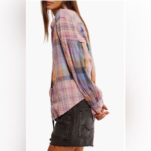 ▪️NWT Free People Madras Dreams Button-Up Shirt